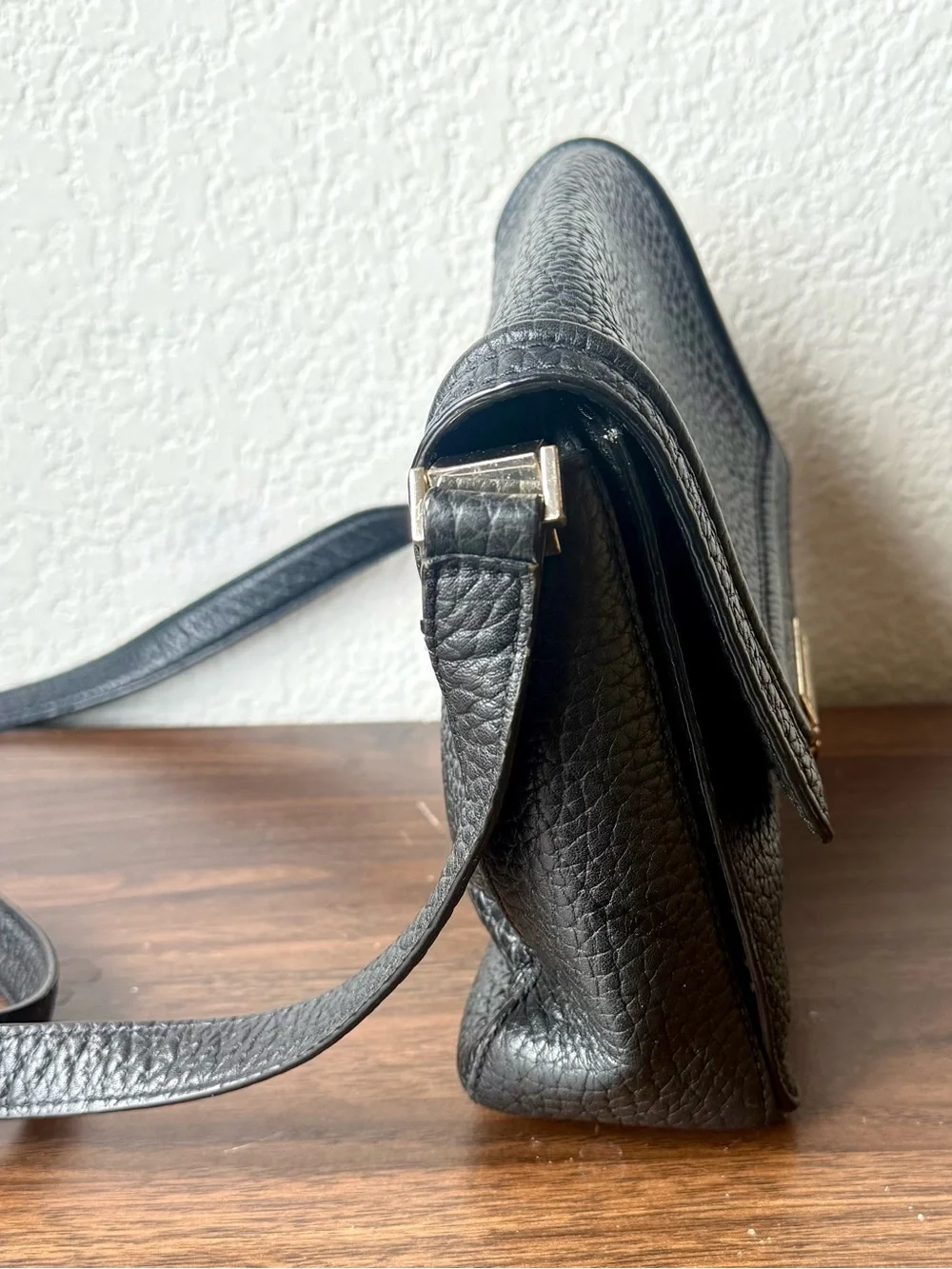 Vintage Kate Spade Black Pebbled Leather Crossbody Bag